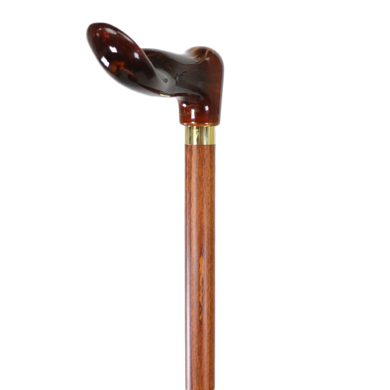 Right-Handed Dark Hardwood Orthopaedic Amber Fischer Walking Stick