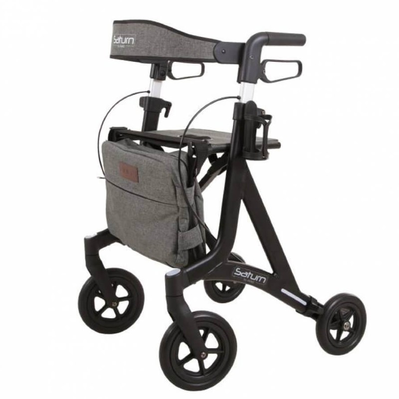 Saturn Folding Height-Adjustable Rollator (Black)