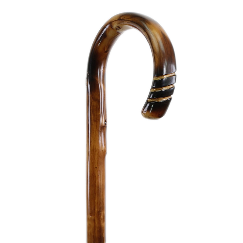 Scorched Chestnut Crook Handle Walking Stick