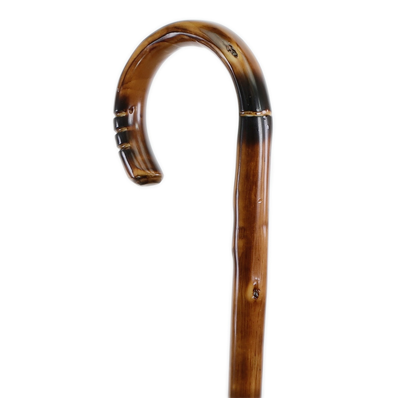 Scorched Chestnut Crook Handle Walking Stick