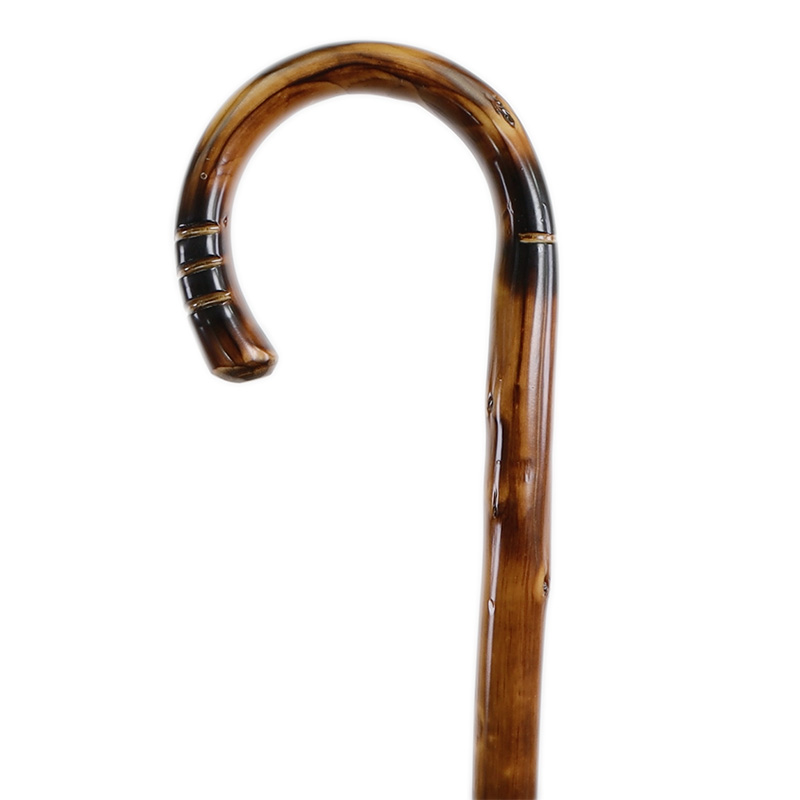 Scorched Chestnut Crook Handle Walking Stick