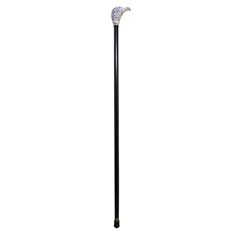 Formal Black Hardwood Walking Cane with Silver-Plated Eagle Head Handle