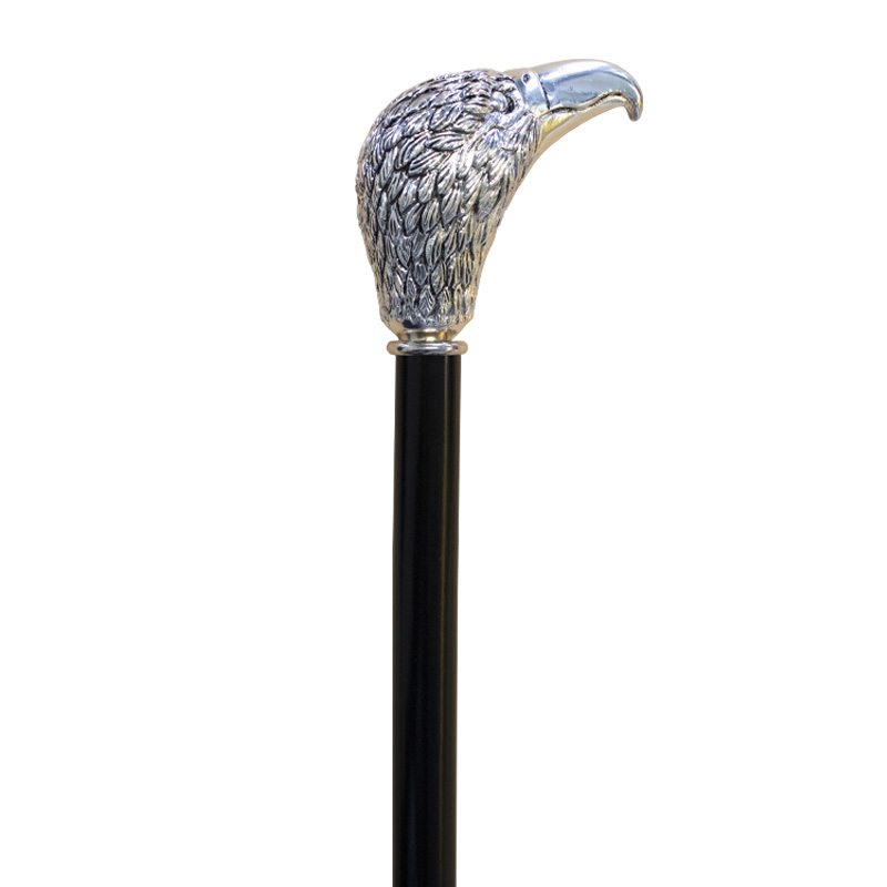 Formal Black Hardwood Walking Cane with Silver-Plated Eagle Head Handle