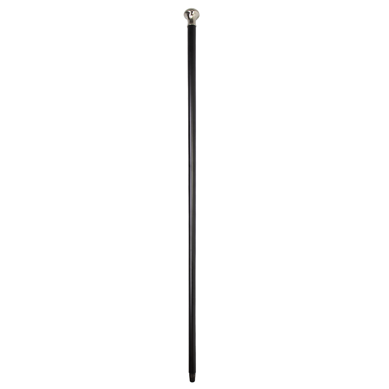 Silver-Plated Knob Handle Black Beech Walking Stick