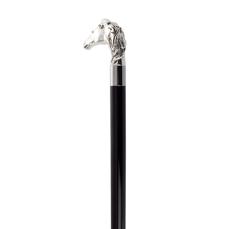 Formal Silver-Plated Two Horse Head Walking Cane
