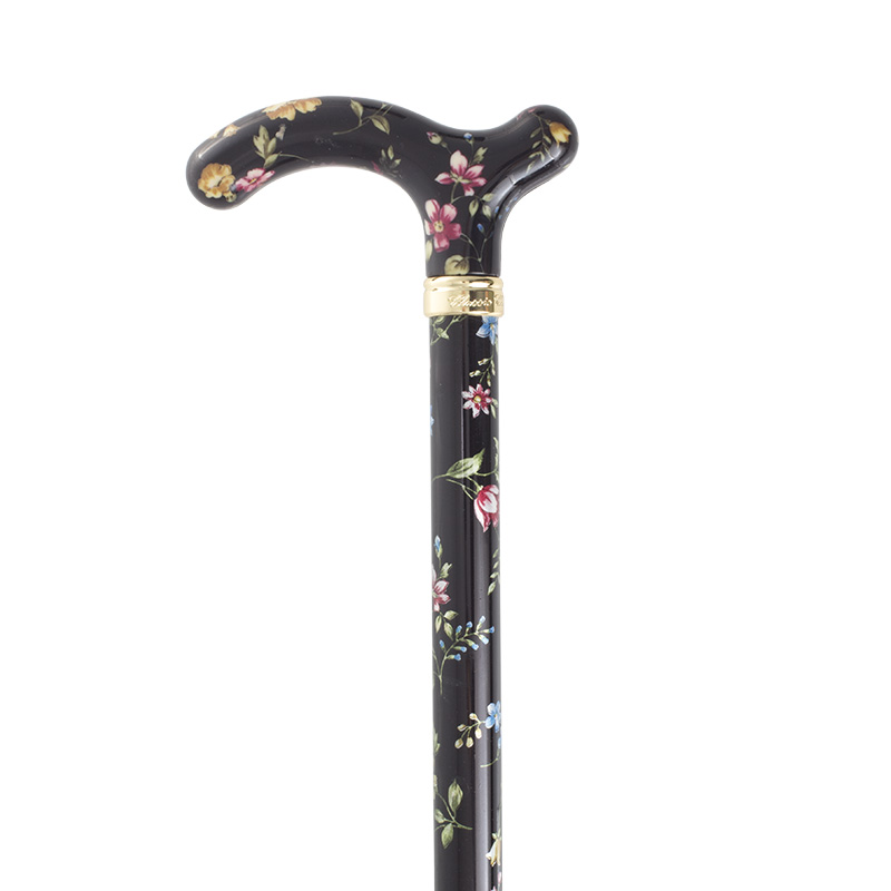 Slimline Extending Black Floral Chelsea Cane