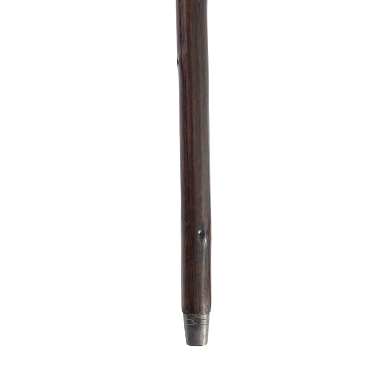 Traditional Staghorn Handle Wooden Hiking Stick with Leather Wrist Strap