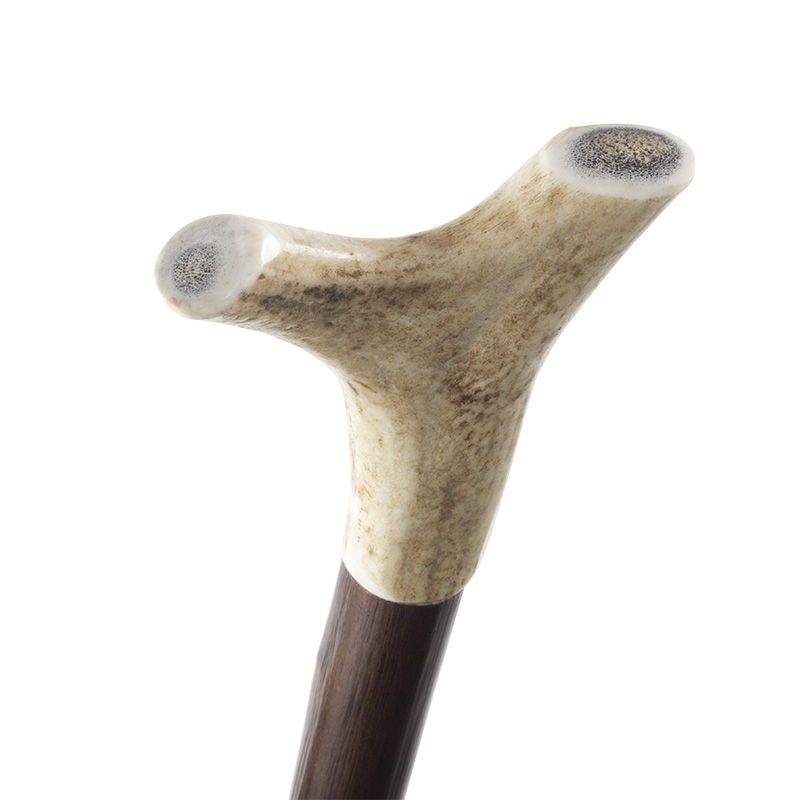 Staghorn Handle Wooden Thumb Stick Walking Stick