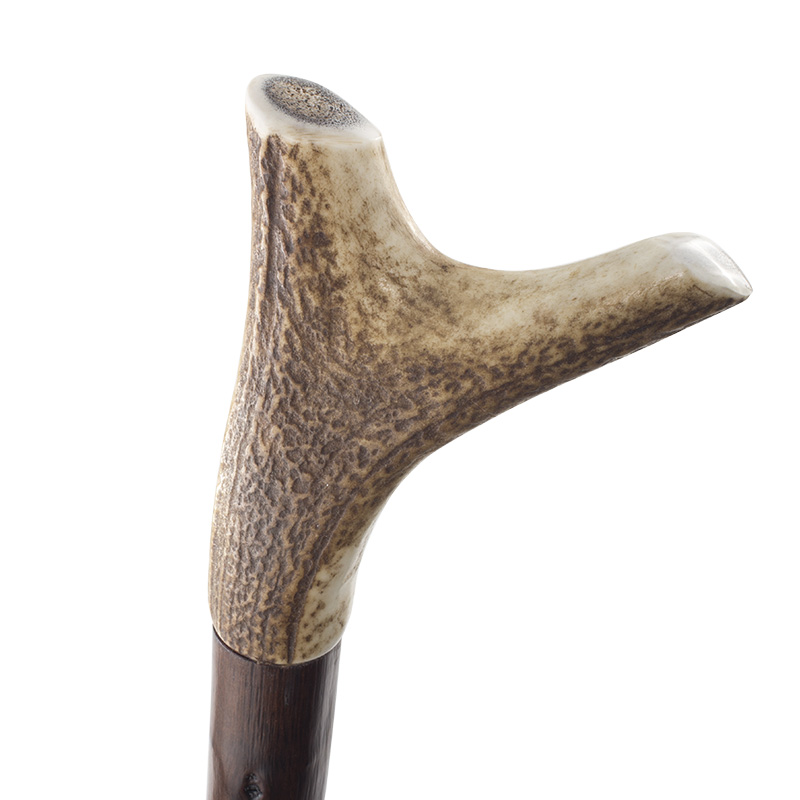 Staghorn Handle Wooden Thumb Stick Walking Stick