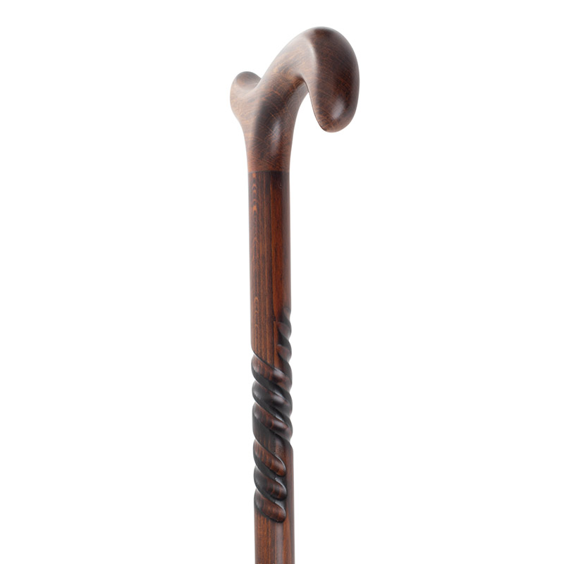 Tall Beech Derby Cane with Spiral Carving