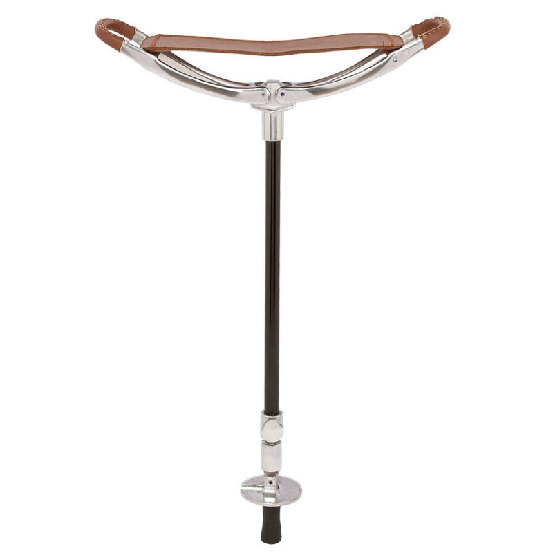Tan Leather Adjustable Shooting Stick Seat with Rubber Ferrule