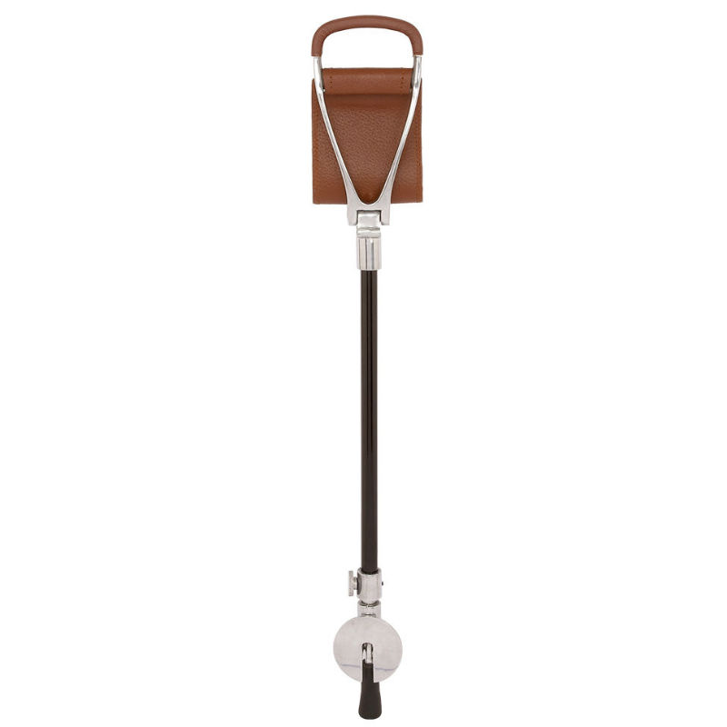Tan Leather Adjustable Shooting Stick Seat with Rubber Ferrule