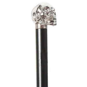 Black Beechwood Cane with Nickel Plated Skull Handle