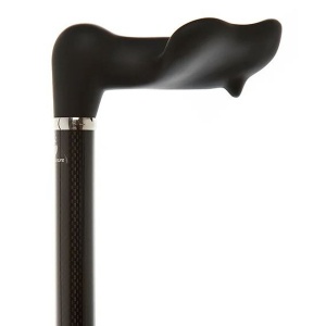 Telescopic Carbon Fibre Black Cane with Fischer Handle (Right Handed)