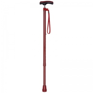 Red Adjustable Walking Stick with Comfy Grip