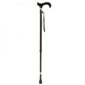 Adjustable Black Derby Walking Stick with Shock Absorber