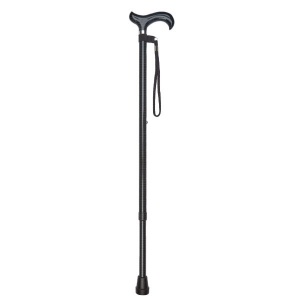 Ziggy Lightweight Adjustable Derby-Handle Walking Stick with Carbon Effect Pattern