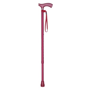 Metallic Red Adjustable Lightweight Walking Stick with Matching Ferrule