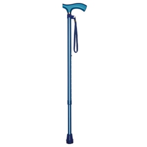 Metallic Blue Adjustable Lightweight Walking Stick with Matching Ferrule