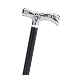 Embossed Leaf-Handle Chrome Dress Cane