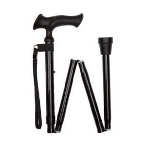 Ziggy Classic Black Ergonomic Gel Handle Folding Walking Stick