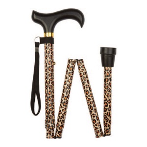 Ziggy Leopard Print Folding Adjustable Walking Stick