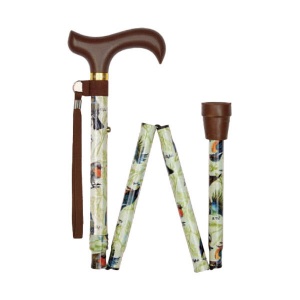 Ziggy Bird-Pattern Folding Height-Adjustable Walking Stick