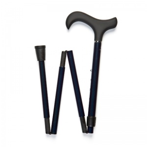 Adjustable Folding Derby Handle Walking Stick with Blue Diamond Pattern