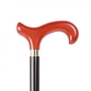 Black and Red Derby Handle Wooden Walking Stick