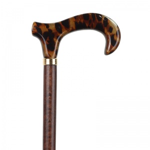 Beech Derby Cane with Leopard Print Handle