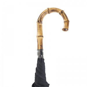 Black Canopy Gents' Umbrella with Bamboo Handle