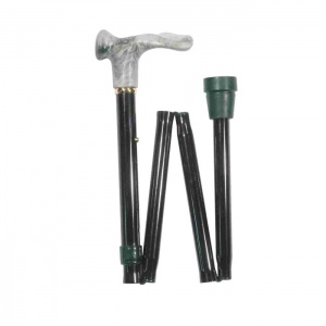 Right-Handed Adjustable Folding Black Marbled Orthopaedic Anatomical Walking Cane