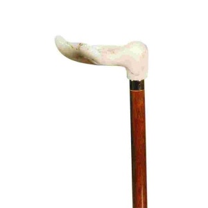 Right-Handed Cream-Marbled Fischer Handle Orthopaedic Walking Cane