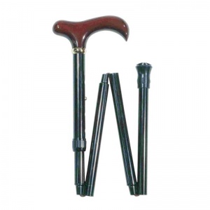 Folding Adjustable Slimline Derby Burgundy Handle Walking Stick