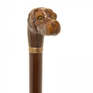 Collectors Spaniel Dog Head Walking Cane with Brass Collar