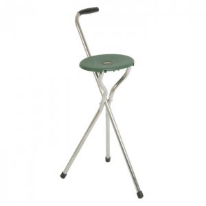 Folding Green Trio Maxi Tripod Walking Seat Stick