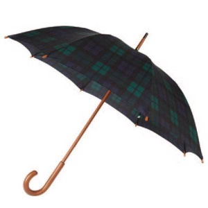 Black Watch Tartan Large-Canopy Umbrella with Crook Handle