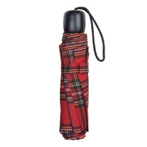 Red Royal Stewart Tartan Mini Folding Umbrella with Protective Sleeve
