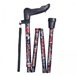 Adjustable Folding Fruit Pattern Anatomical Walking Stick