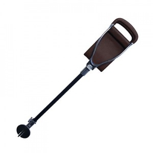Height-Adjustable Shooting Stick with Dark Leather Seat