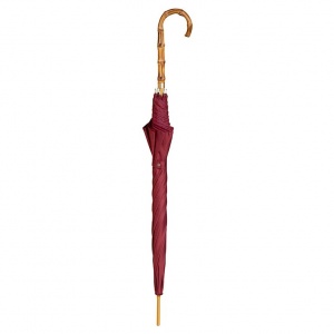 Bamboo Crook Handle Ladies' Umbrella with Burgundy Canopy