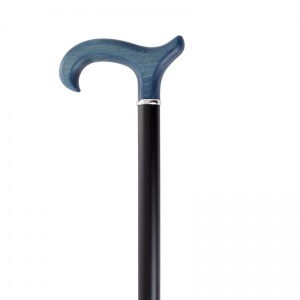 Black and Blue Derby Handle Wooden Walking Stick