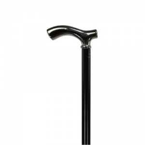Chrome Plated Fritz Handle Black Beechwood Cane