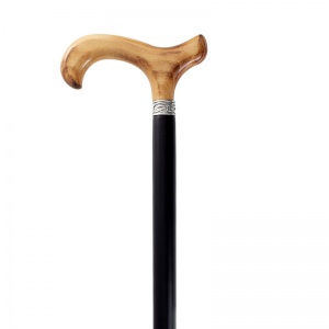 Black Derby Handle Wooden Walking Stick with Celtic Collar
