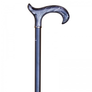 Adjustable Aluminium Black Walking Cane with Marbled Derby Handle