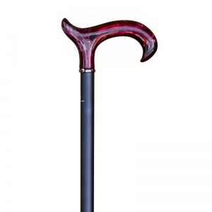 Adjustable Aluminium Black Walking Cane with Marbled Garnet Derby Handle