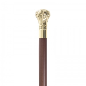 Boxwood Collectors' Crown Brass Handle Walking Stick