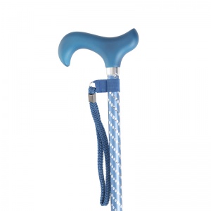 Height-Adjustable Sassy Blue Engraved Derby Walking Stick