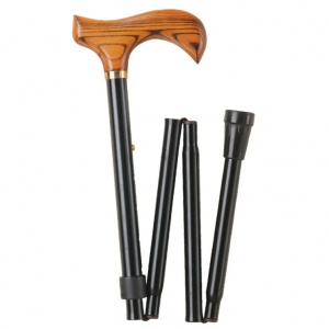 Height-Adjustable Folding Black Derby Walking Stick