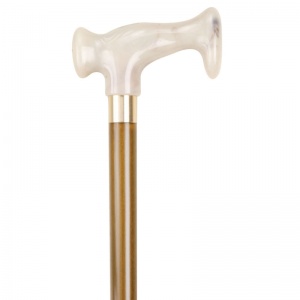 White Marble-Effect Escort Crutch Handle Wooden Walking Stick